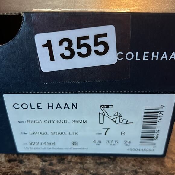 Cole Haan Reina City Sandals Leather Snake Print Ankle Strap Heels NEW Size 7 - Picture 10 of 10